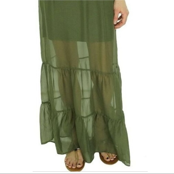 Guess Smocked Silk Tube Maxi Dress - Picture 4 of 5